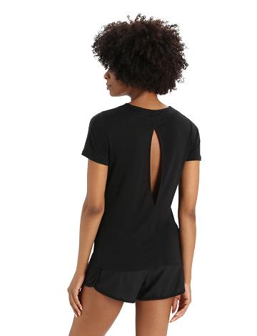 T Shirts Icebreaker ZoneKnit™ Merino Corta Sleeve Slit Back Femme Noir | FR 1603NWYB